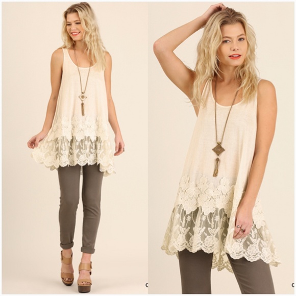 Tops - NEW Sleeveless Racerback Floral Lace Tunic